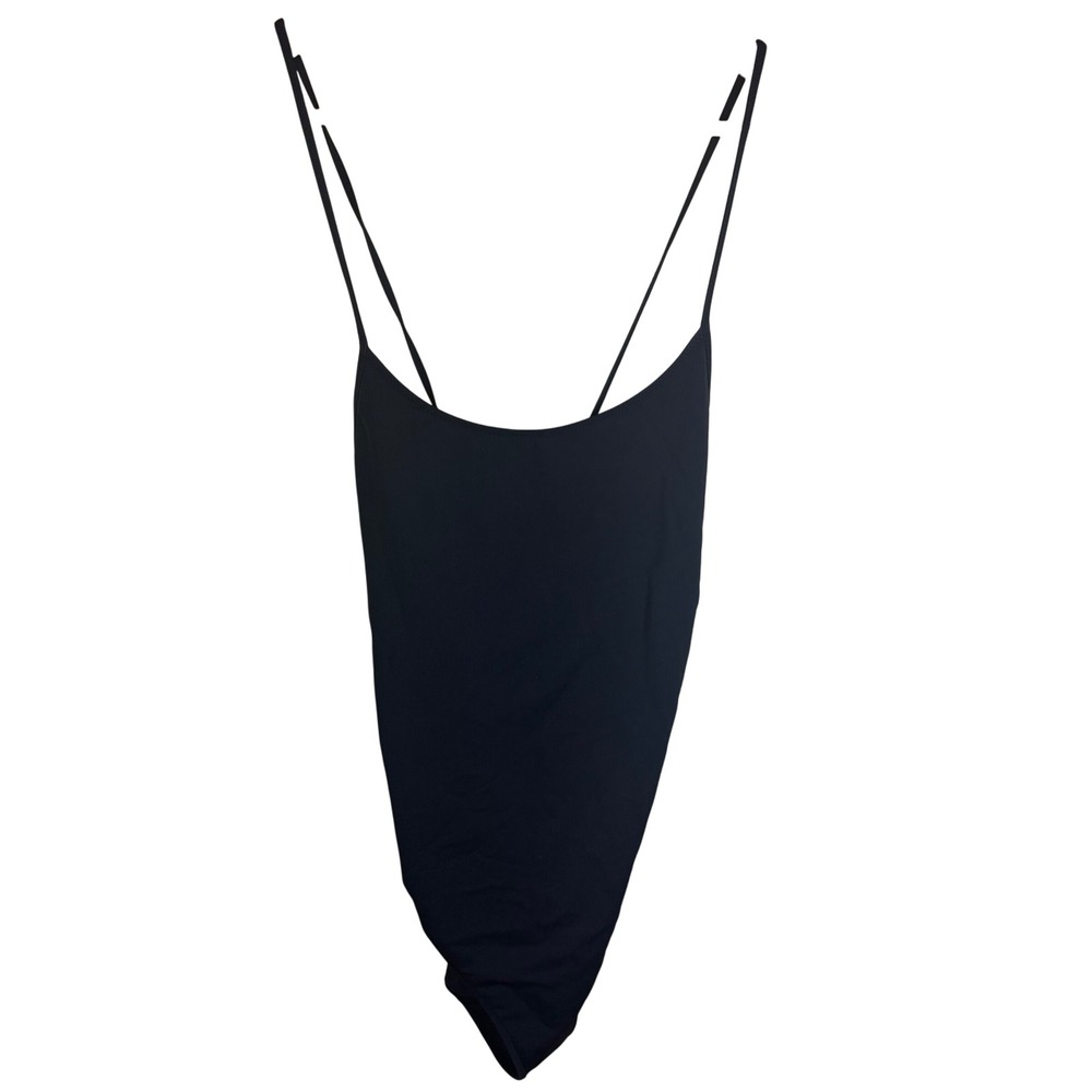NWOT Wilfred Free Black One Piece Bodysuit Size Medium Cross Back Lacing Detail